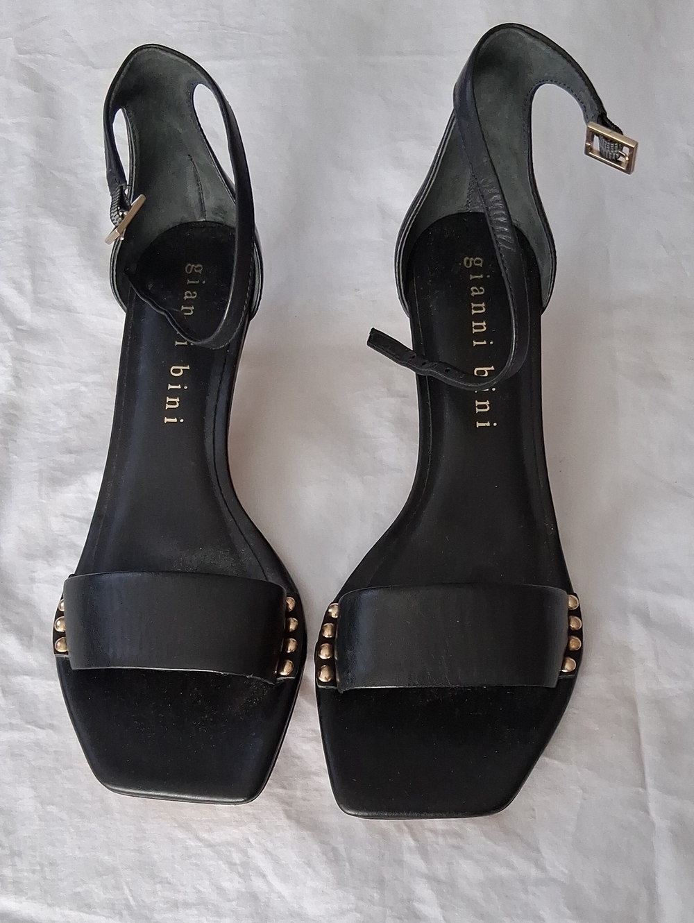 Gianni Bini Black Studded Ankle-Strap Heels